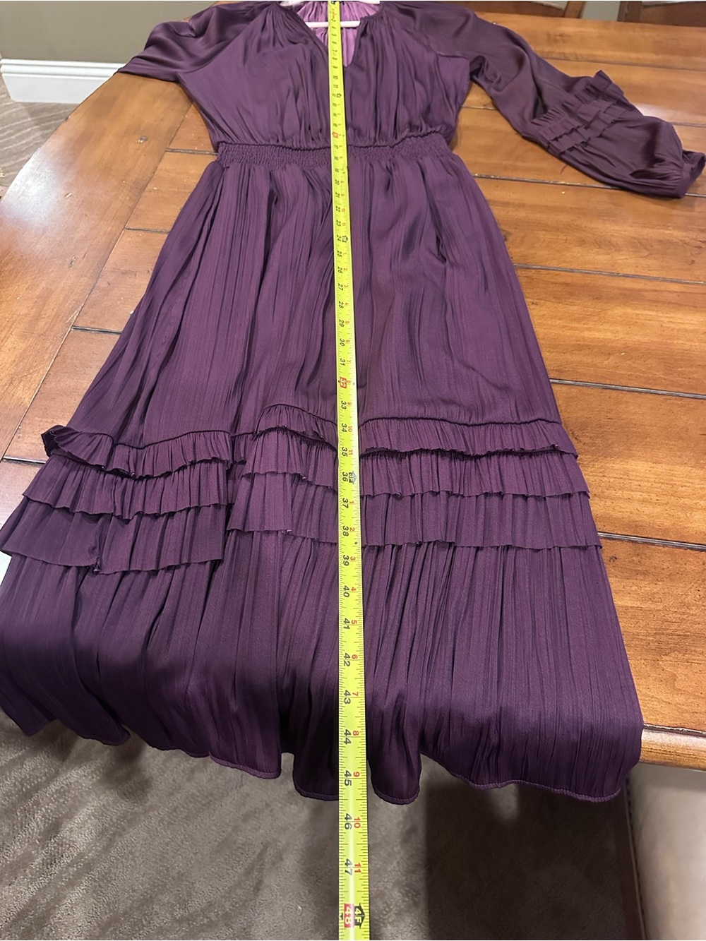 Evereve Deep Plum Long Sleeve Midi Dress - Picture 10 of 13